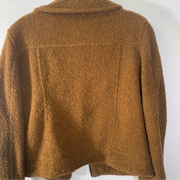 Max Studio Brown Women's Faux Sherpa Moto Teddy Bear Jacket Coat Size Small - Picture 3 of 12